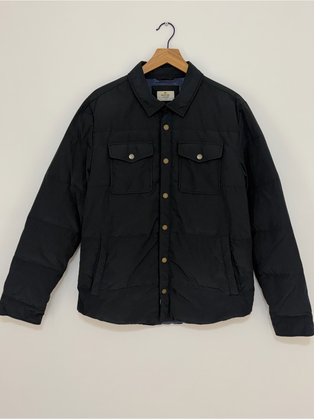 Marine Layer Men's Down Fill Overshirt Jacket Dark Navy Blue Size Medium
